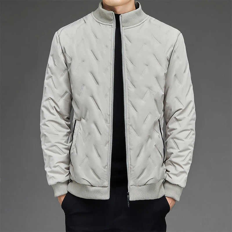 Men's Puffer Jacket – Quilted Design – Regular Fit – Stand-up Collar – Ribbed Trims - Image 3