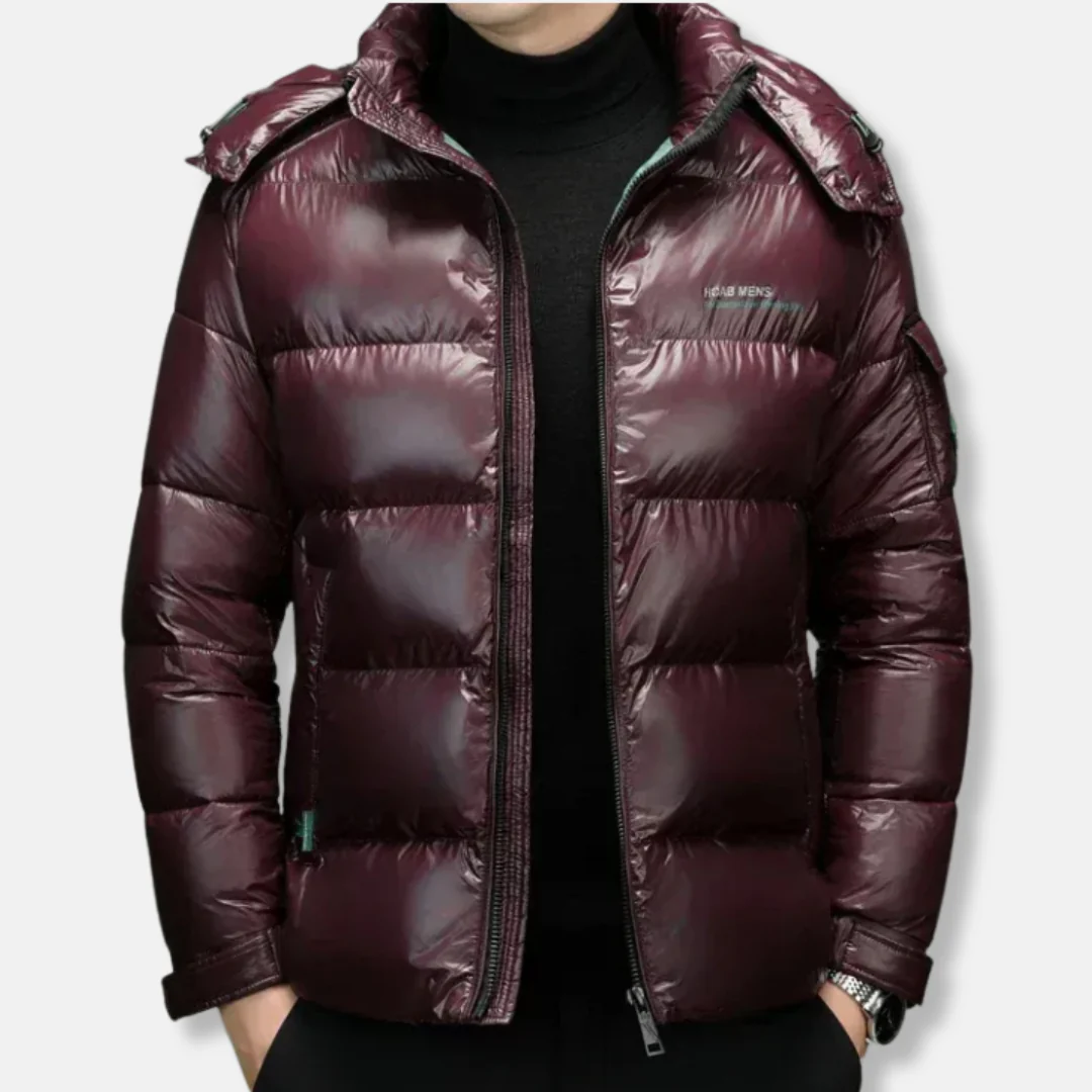 Men's Puffer Jacket – Quilted Design – Regular Fit – Stand-up Collar – Zipper Closure - Image 2
