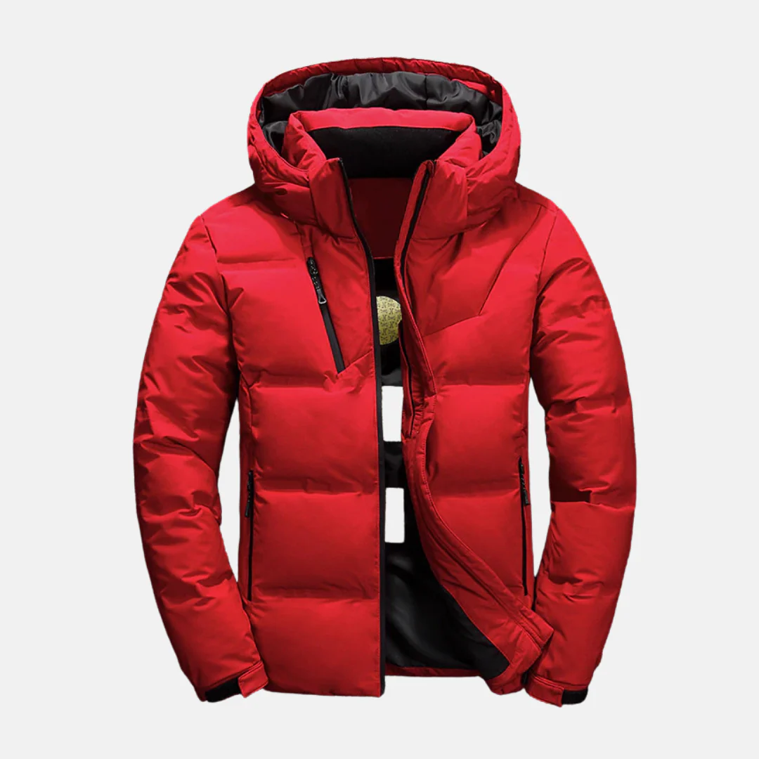 Men's Puffer Jacket – Quilted Design – Hood – Adjustable Cuffs – Zip Pockets - Image 2