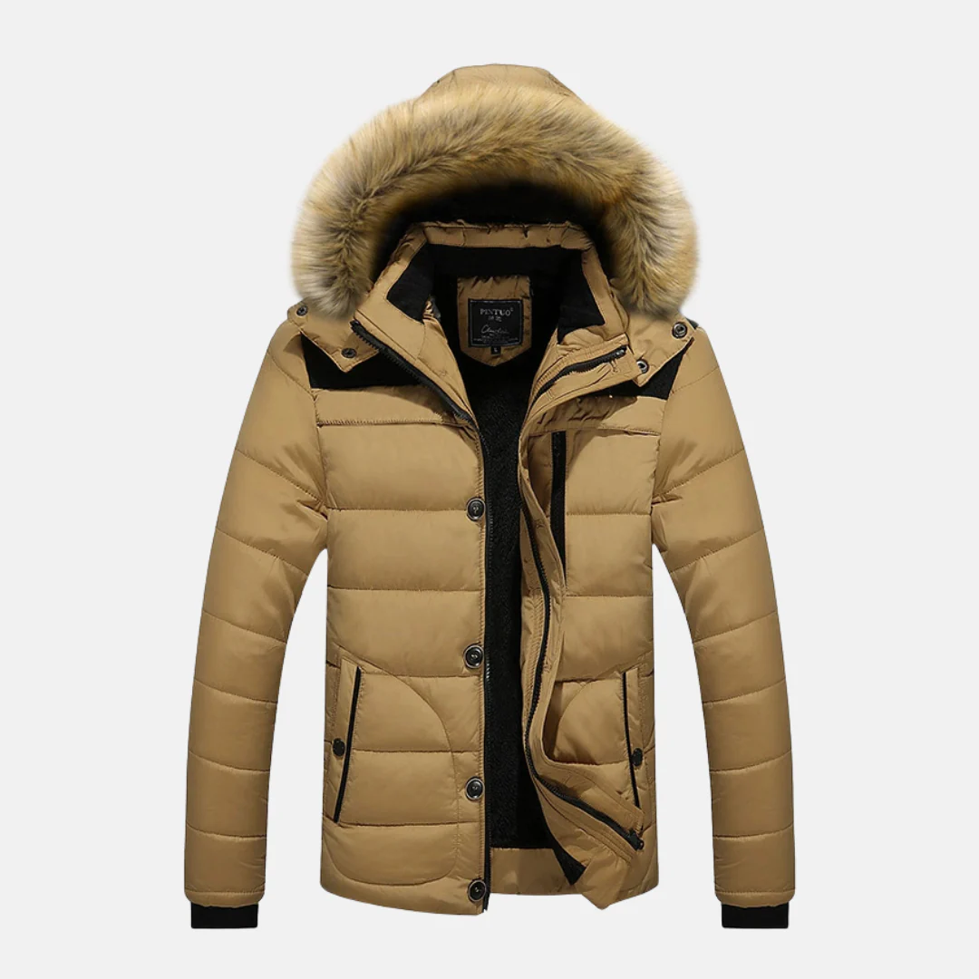 Men's Puffer Jacket – Slim Fit – Quilted Design – Detachable Hood – Ribbed Cuffs - Image 2