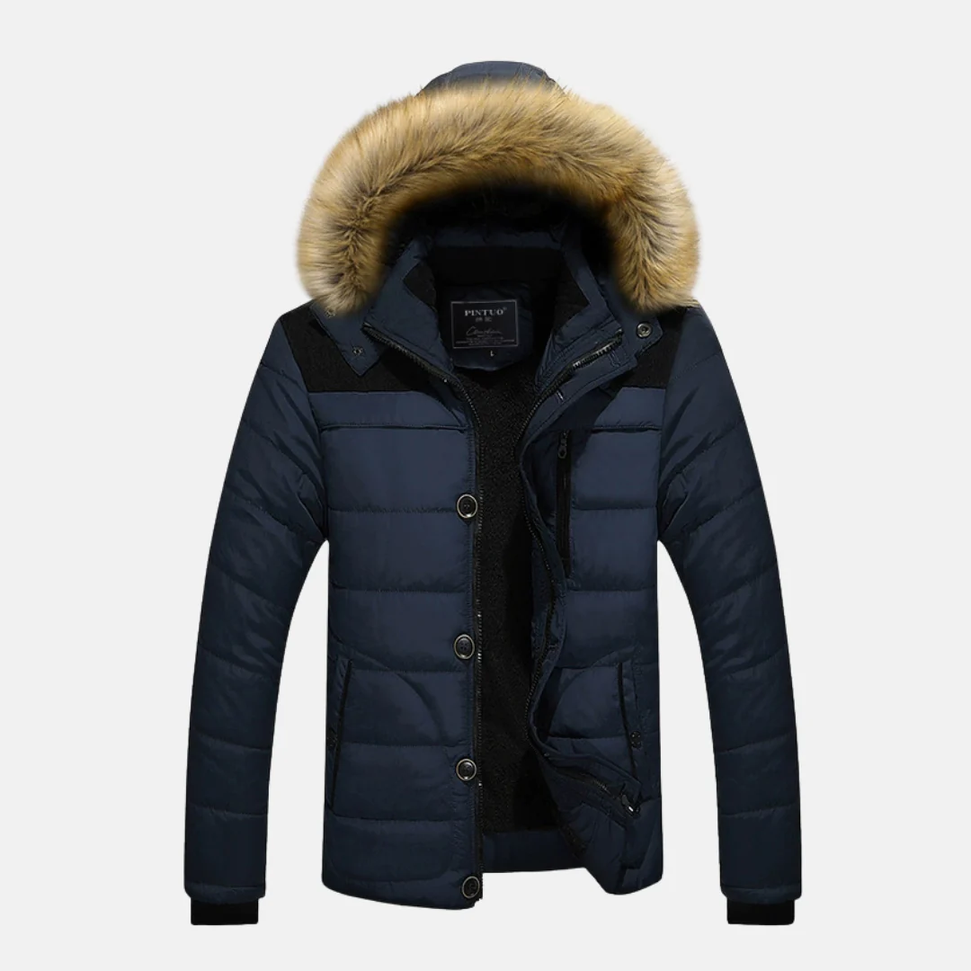 Men's Puffer Jacket – Slim Fit – Quilted Design – Detachable Hood – Ribbed Cuffs - Image 3