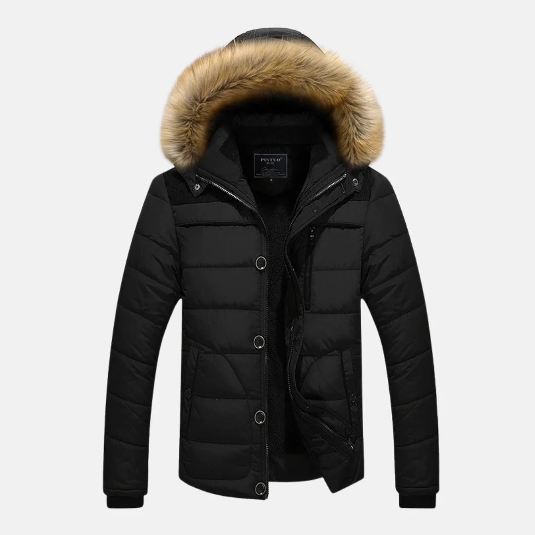 Men's Puffer Jacket – Slim Fit – Quilted Design – Detachable Hood – Ribbed Cuffs - Image 4