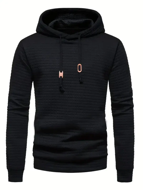 Men's Pullover Hoodie – Quilted Texture – Regular Fit – Streetwear Casual - Image 3
