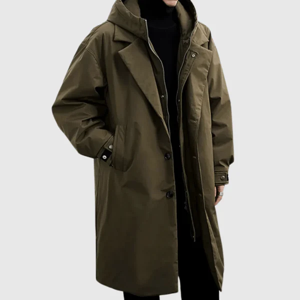 Men's Raincoat – Relaxed Fit – Waterproof – Full Length – With Hood - Image 2