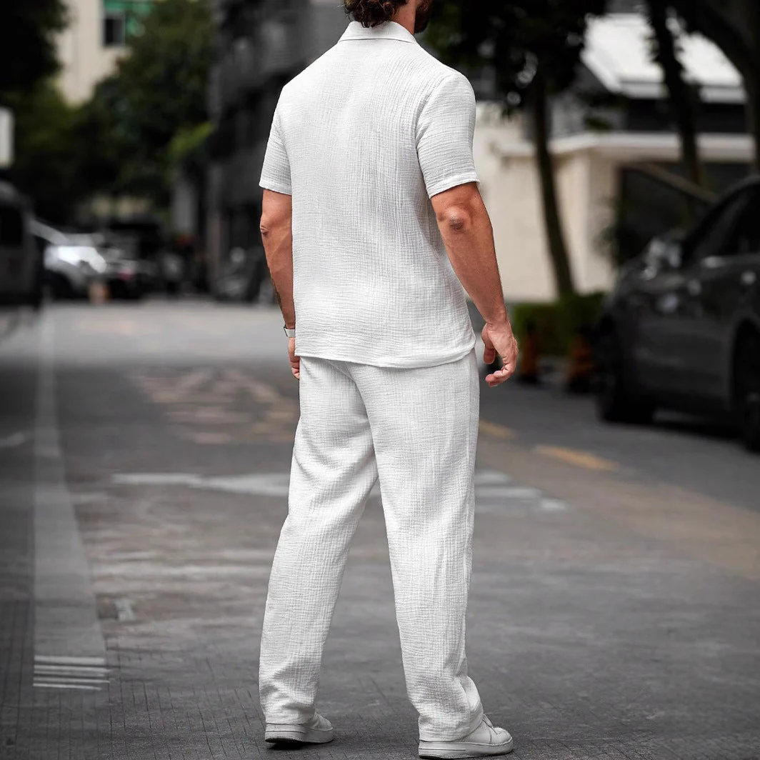 Men's Set With Shirt And Pants – Relaxed Fit – Short Sleeve – Breathable Comfort - Image 3