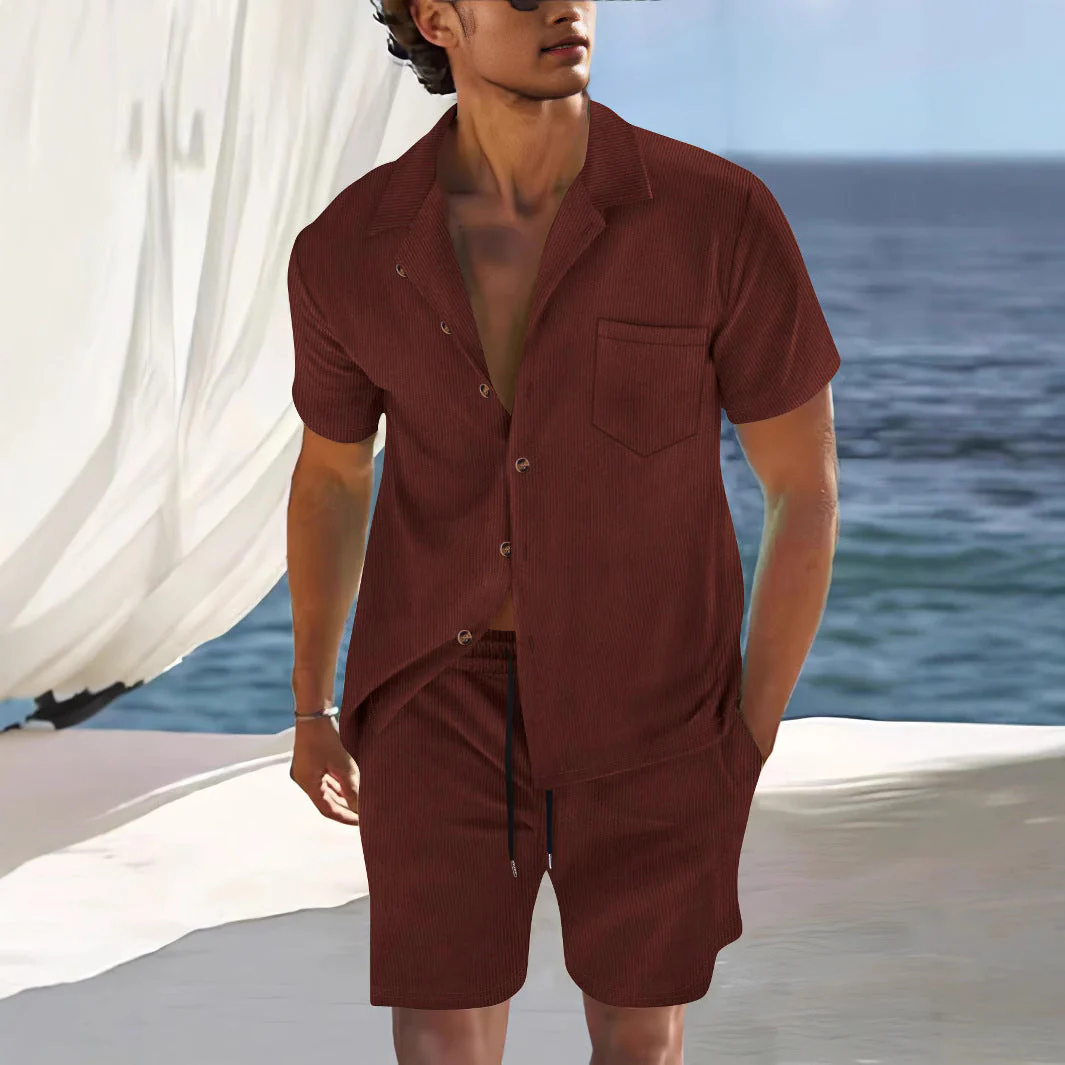 Men's set with shirt and shorts – Cuban collar – Relaxed fit – Breathable material - Image 3