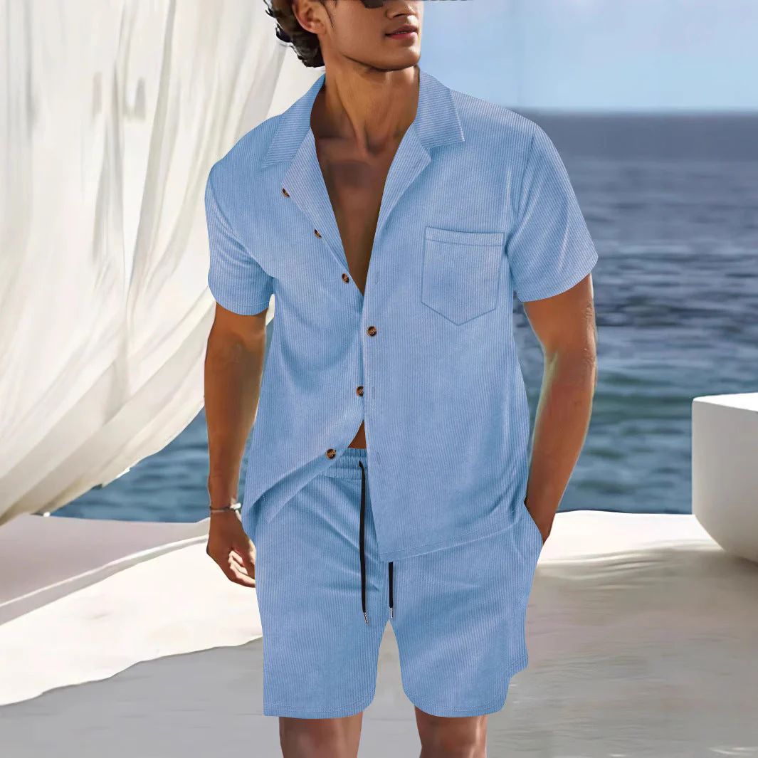 Men's set with shirt and shorts – Cuban collar – Relaxed fit – Breathable material - Image 4