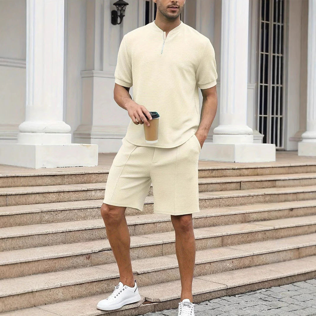 Men's Set with Ripstop and Shorts – Relaxed Fit – Soft Breathable Waffle Texture - Image 4