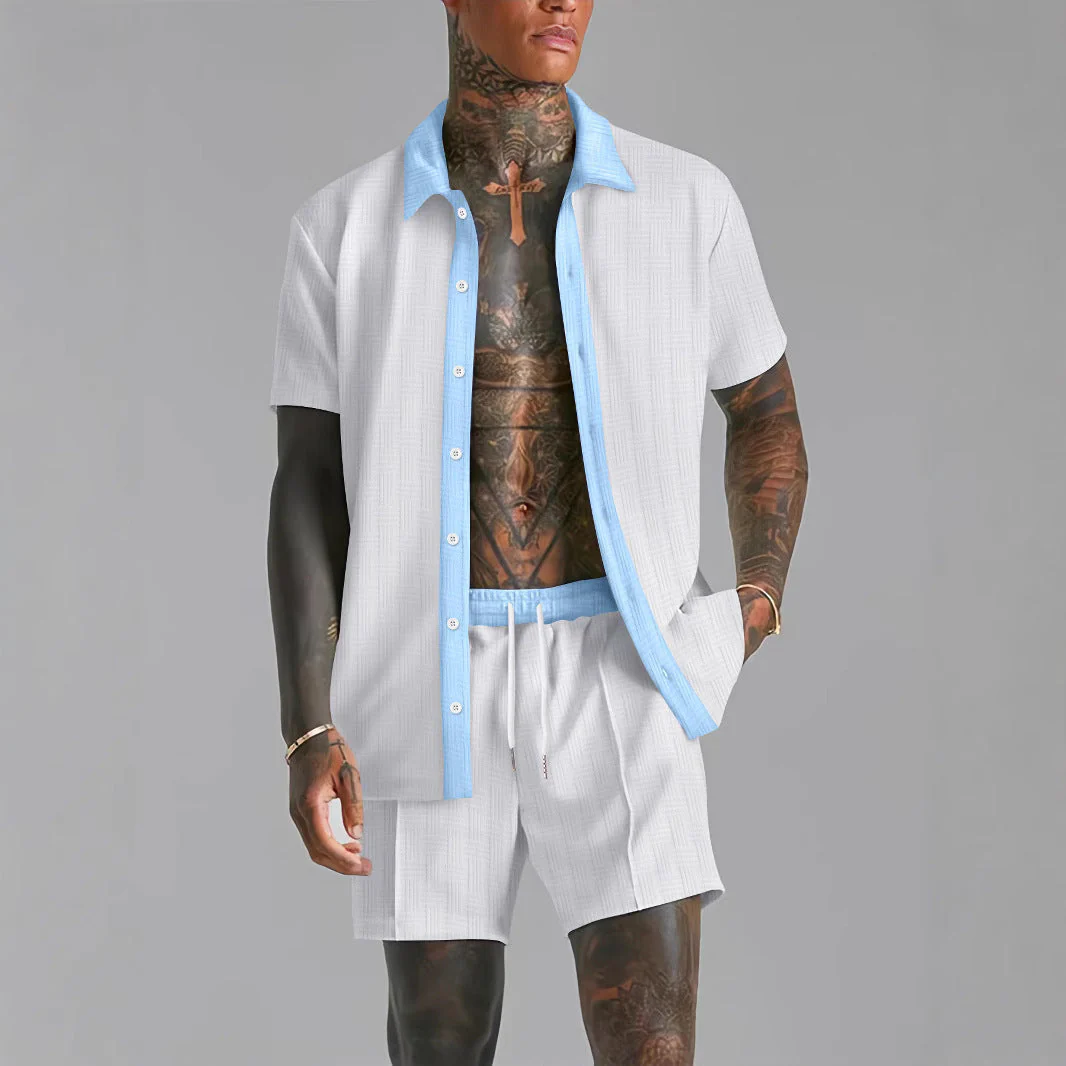 Men's Set Shirt and Shorts – Relaxed Fit – Breathable Fabric – Button Closure - Image 4