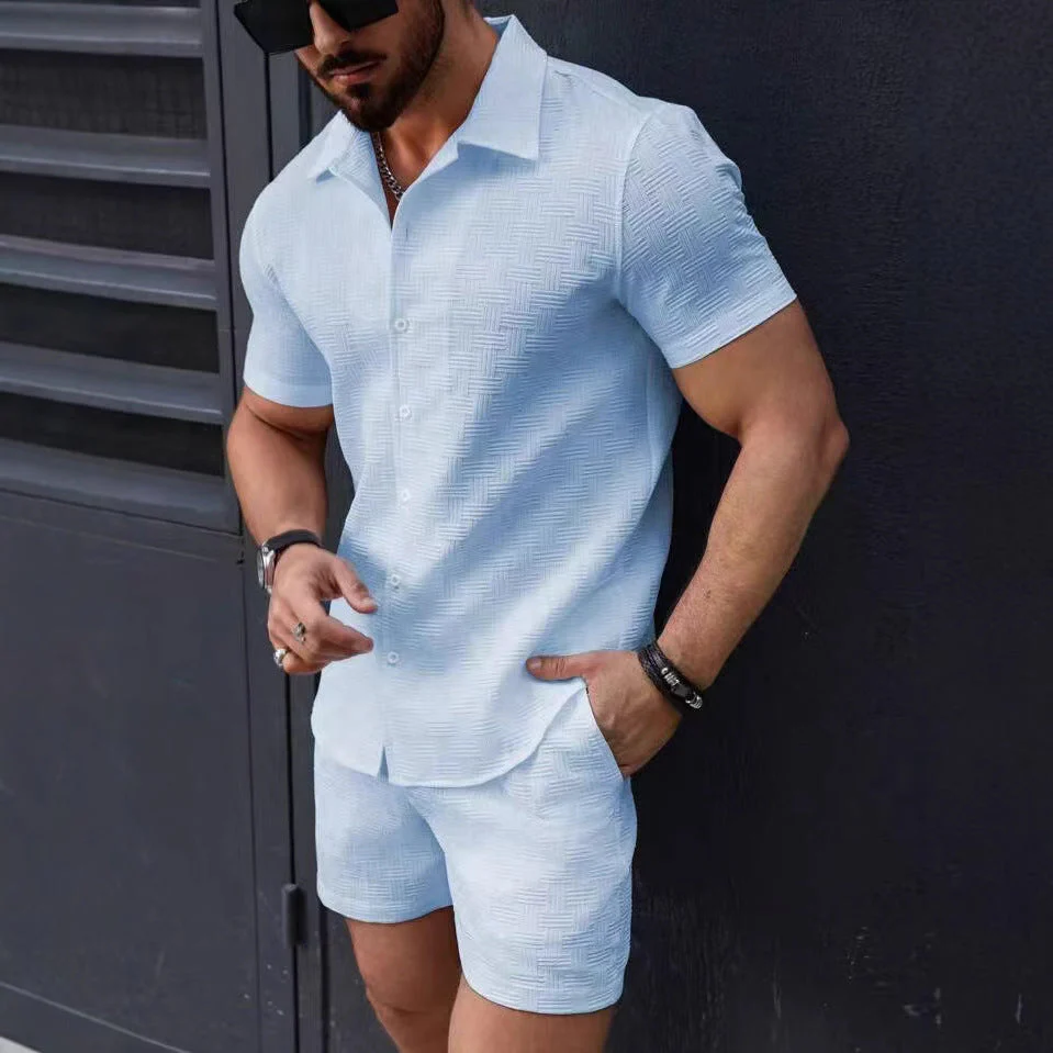 Men's Set – Slim Fit Shirt and Shorts – Breathable Luxury Fabric - Image 2