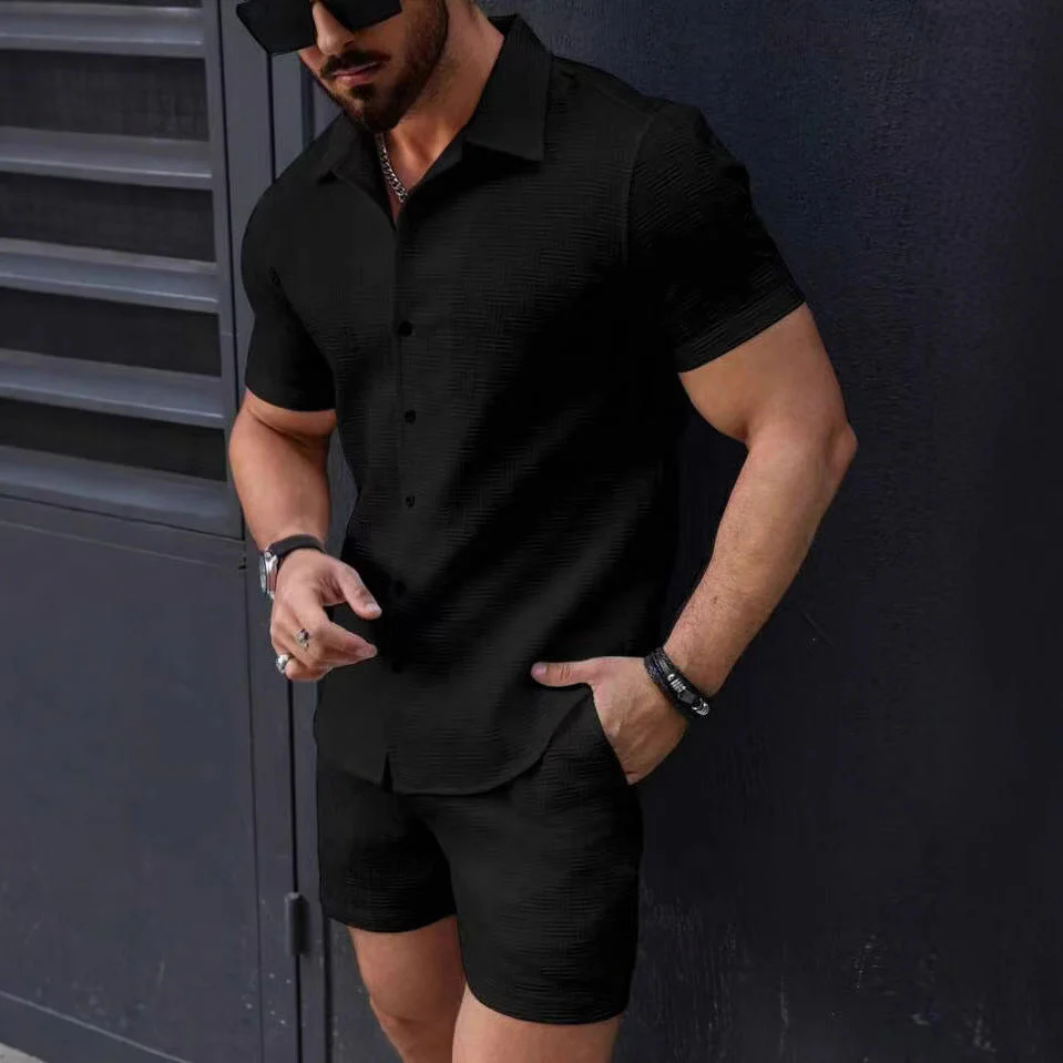 Men's Set – Slim Fit Shirt and Shorts – Breathable Luxury Fabric - Image 3