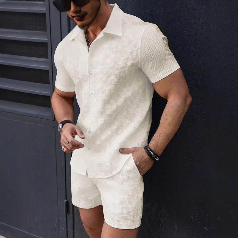 Men's Set – Slim Fit Shirt and Shorts – Breathable Luxury Fabric - Image 4