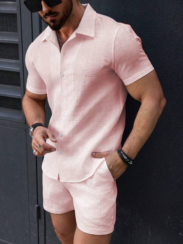 Men's Set – Slim Fit Shirt and Shorts – Breathable Luxury Fabric - Image 5