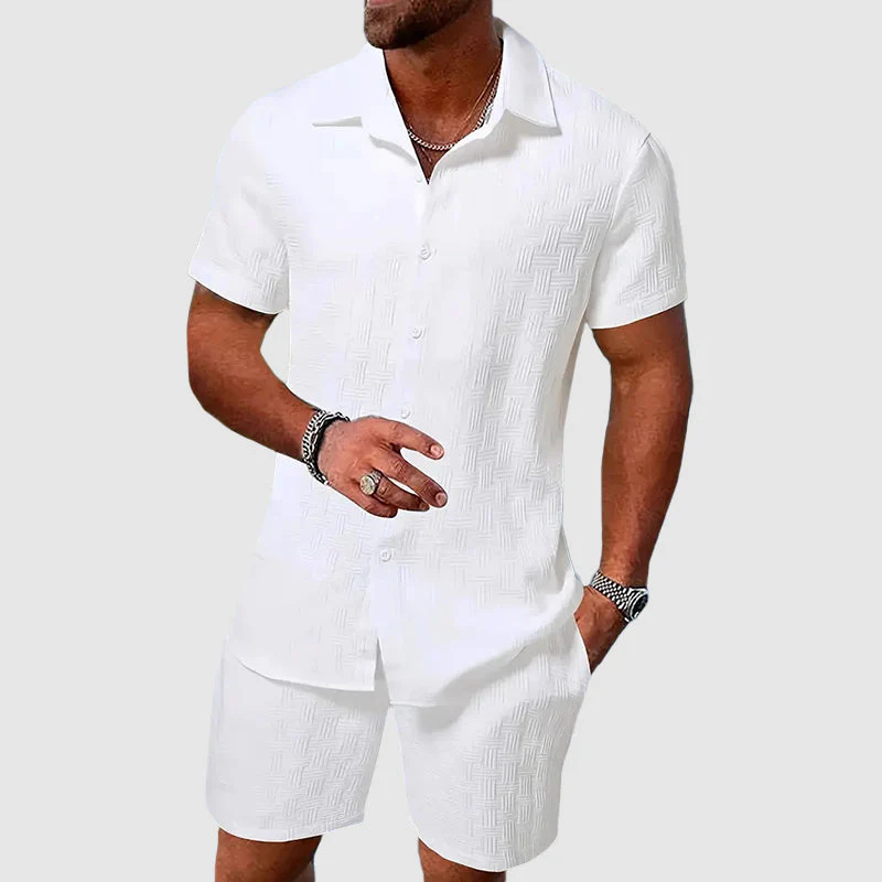 Men's Set of Shirt and Shorts – Relaxed Fit – Short Sleeves – Breathable Luxury Fabric - Image 2