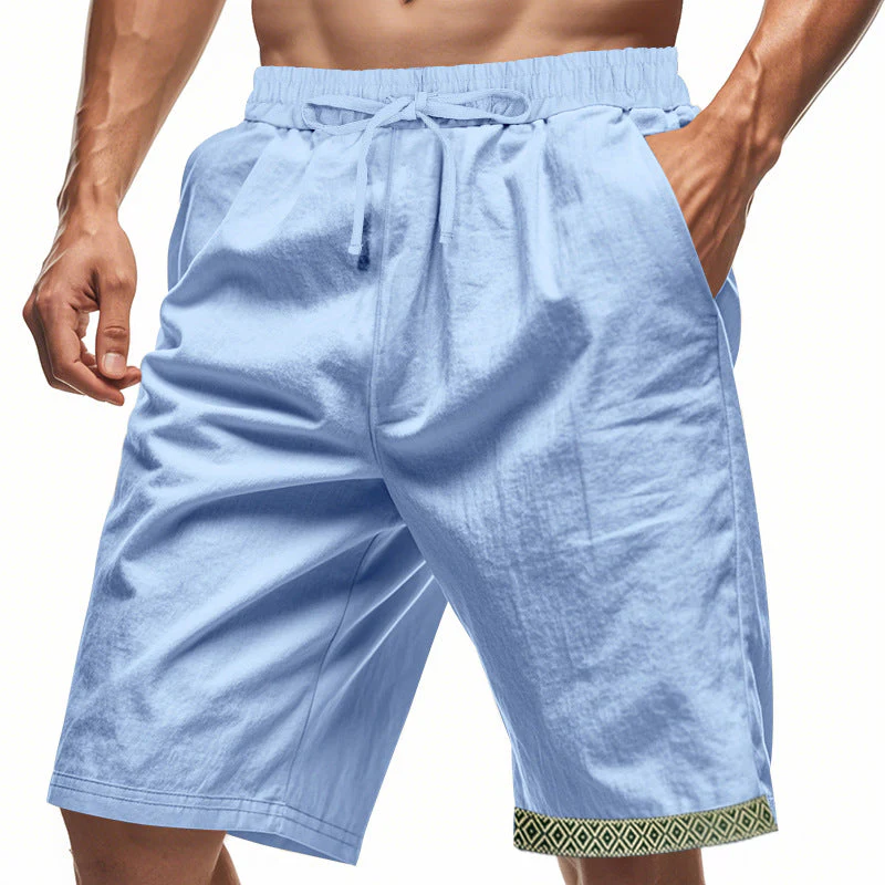 Men's Shorts – Linen – Loose Fit – Drawstring Waist – Boho Finish – With Pockets - Image 2