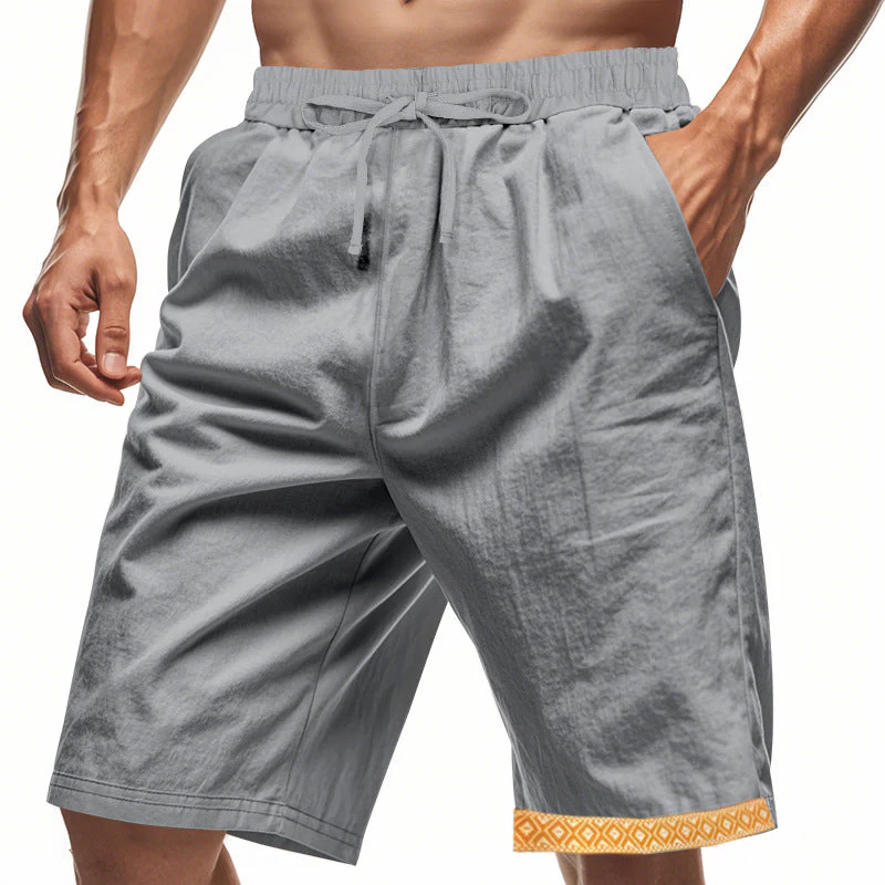 Men's Shorts – Linen – Loose Fit – Drawstring Waist – Boho Finish – With Pockets - Image 3