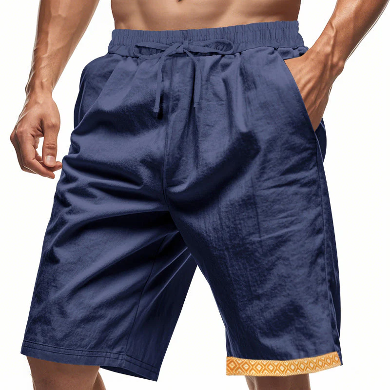 Men's Shorts – Linen – Loose Fit – Drawstring Waist – Boho Finish – With Pockets - Image 4