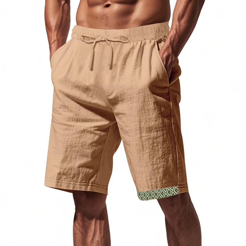 Men's Shorts – Linen – Loose Fit – Drawstring Waist – Boho Finish – With Pockets - Image 5
