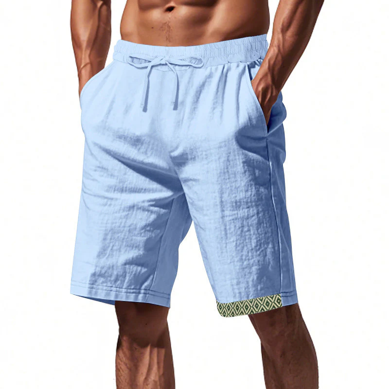 Men's Shorts – Linen – Loose Fit – Drawstring Waist – Boho Finish – With Pockets - Image 7