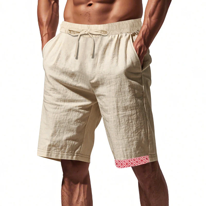 Men's Shorts – Linen – Loose Fit – Drawstring Waist – Boho Finish – With Pockets - Image 8