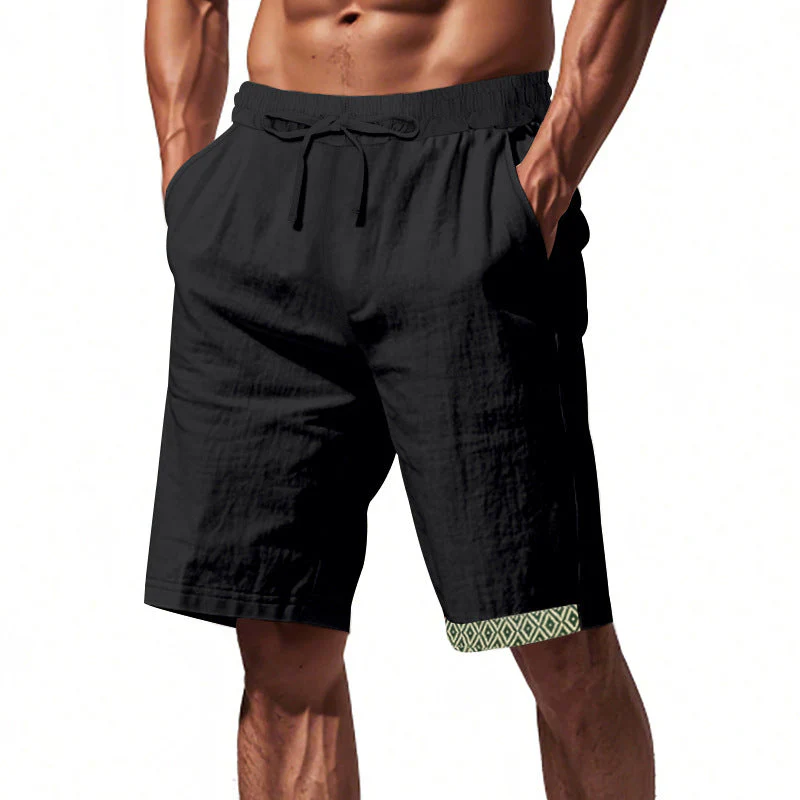 Men's Shorts – Linen – Loose Fit – Drawstring Waist – Boho Finish – With Pockets - Image 9