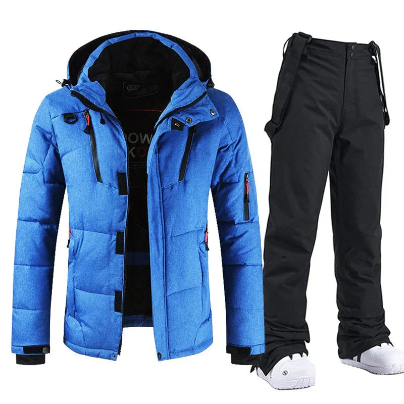 Men's Ski Set – Lined Jacket with Hood – Adjustable Bib Pants – Relaxed Fit - Image 2