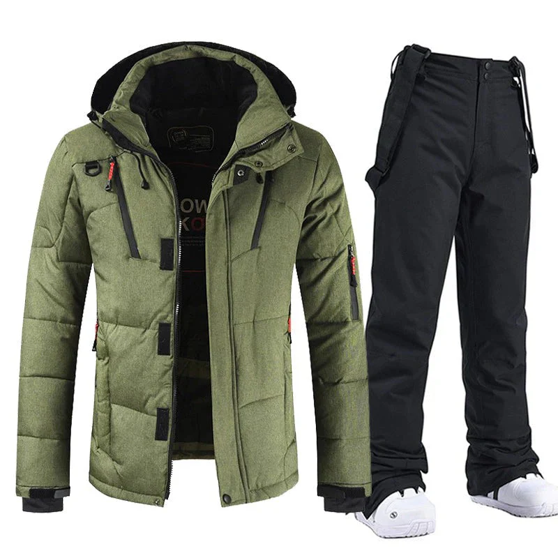 Men's Ski Set – Lined Jacket with Hood – Adjustable Bib Pants – Relaxed Fit - Image 4