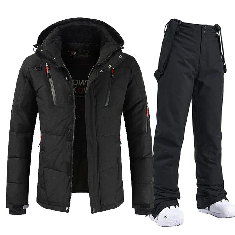 Men's Ski Set – Lined Jacket with Hood – Adjustable Bib Pants – Relaxed Fit - Image 5