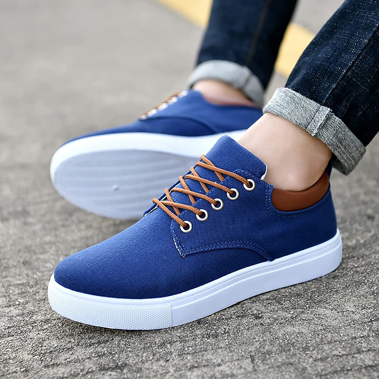 Men's Sneakers – Low Model – Breathable Textile – Lace Closure – Padded Collar - Image 3