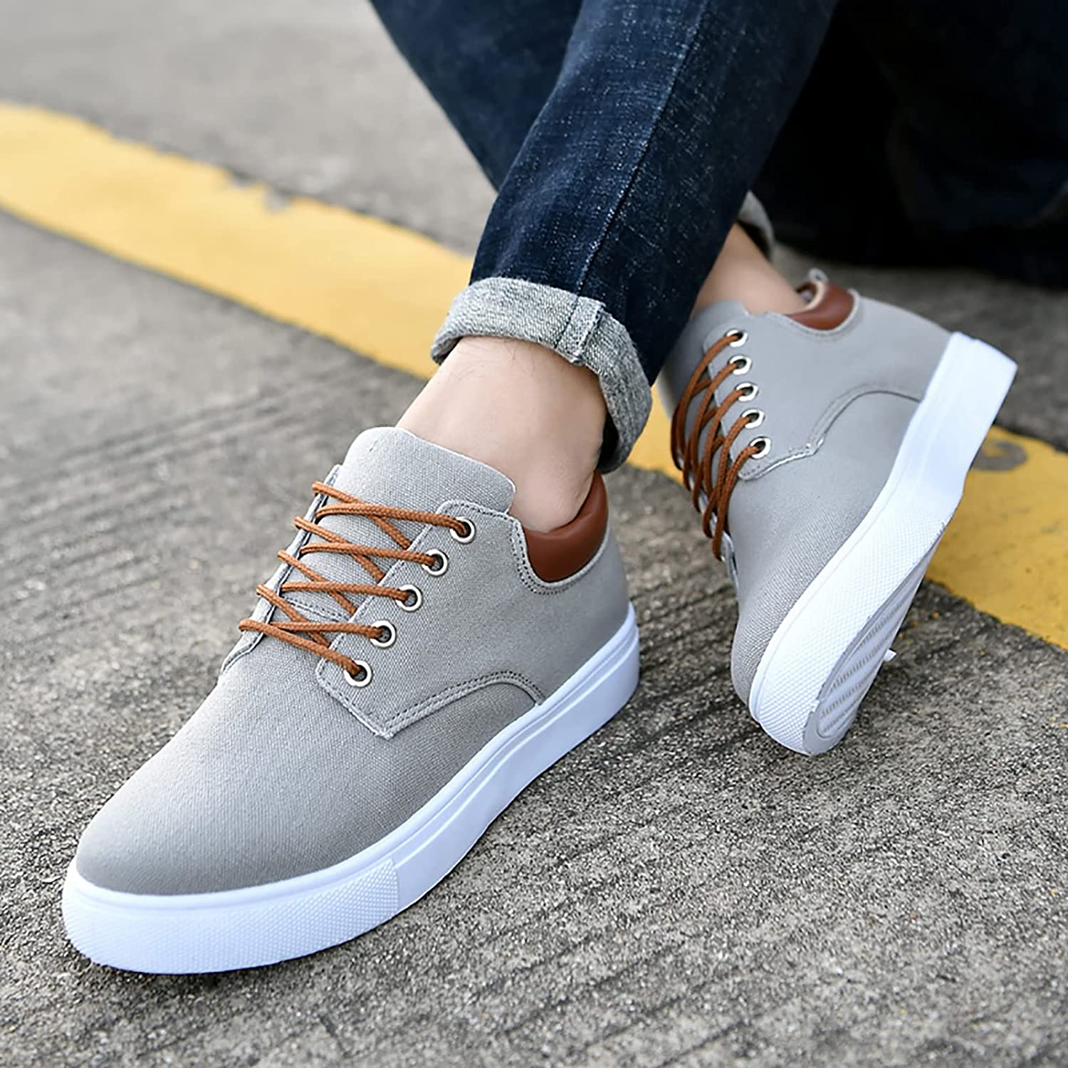 Men's Sneakers – Low Model – Breathable Textile – Lace Closure – Padded Collar - Image 4