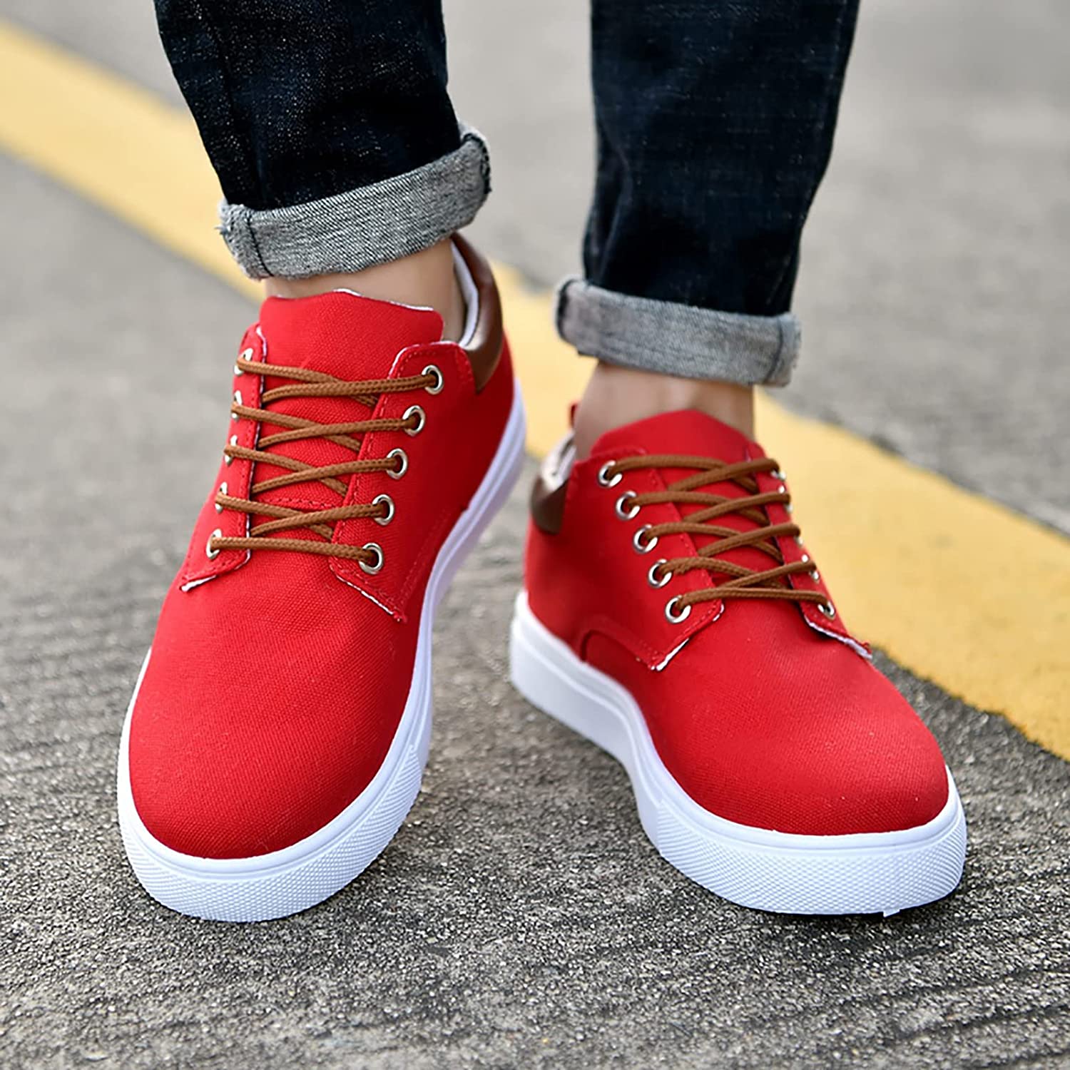 Men's Sneakers – Low Model – Breathable Textile – Lace Closure – Padded Collar - Image 6