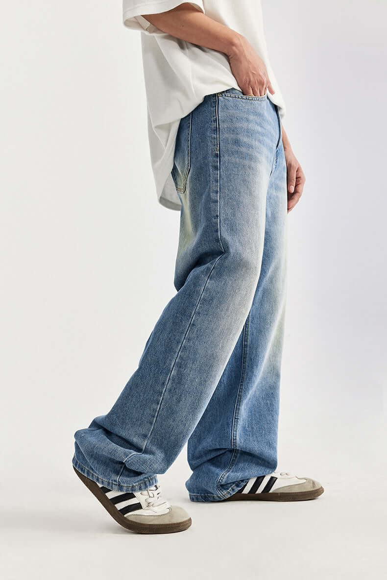 Men's Jeans – Wide Legs – Relaxed Fit – Cotton Denim – Five Pockets - Image 3