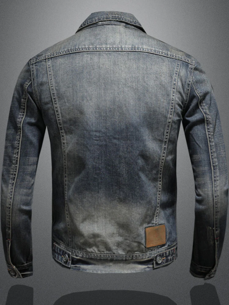 Men's denim jacket – Regular fit – Button closure – Chest pockets – Casual style - Image 3