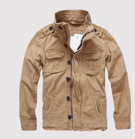 Men's denim jacket – Regular fit – Button closure – High collar – Multiple pockets - Image 3