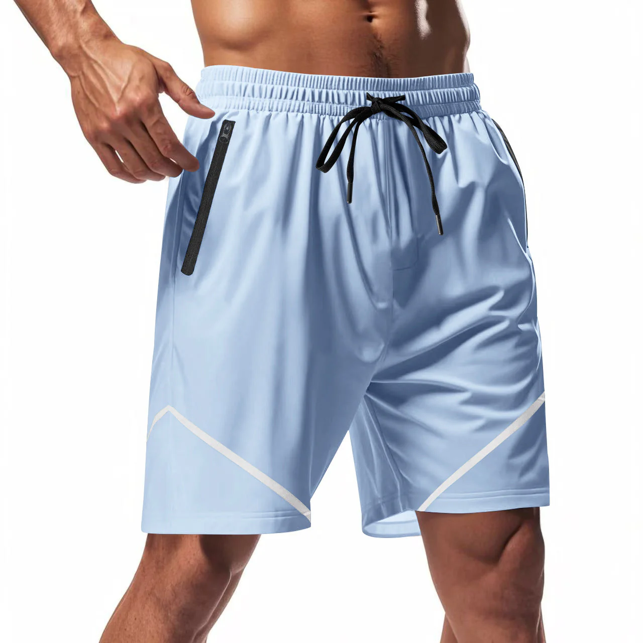 Men's Sport Shorts – Quick-Drying – Loose Fit – Knee-Length – Zipper Pockets – Drawstring - Image 10