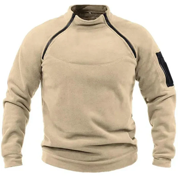 Men's Sweatshirt – Regular Fit – Fleece – High Collar – Sleeve Pocket with Zipper - Image 3