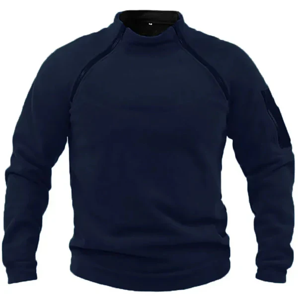 Men's Sweatshirt – Regular Fit – Fleece – High Collar – Sleeve Pocket with Zipper - Image 4