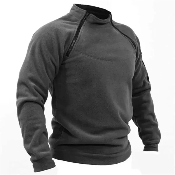 Men's Sweatshirt – Regular Fit – Fleece – High Collar – Sleeve Pocket with Zipper - Image 5