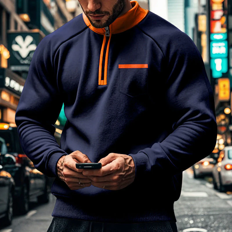 Men's Sweatshirt – Regular Fit – Raglan sleeves – Zip Neck – Cotton blend - Image 2