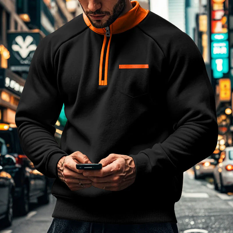 Men's Sweatshirt – Regular Fit – Raglan sleeves – Zip Neck – Cotton blend - Image 3