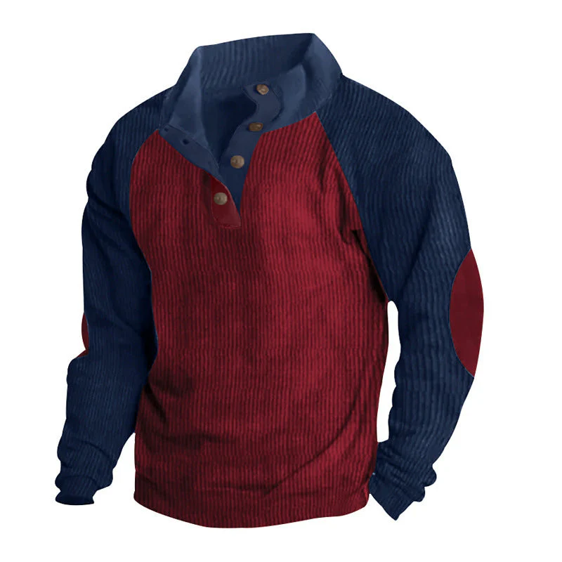 Men's Sweatshirt – Regular Fit – Textured Knit – Button Closure – Raglan Sleeves - Image 5