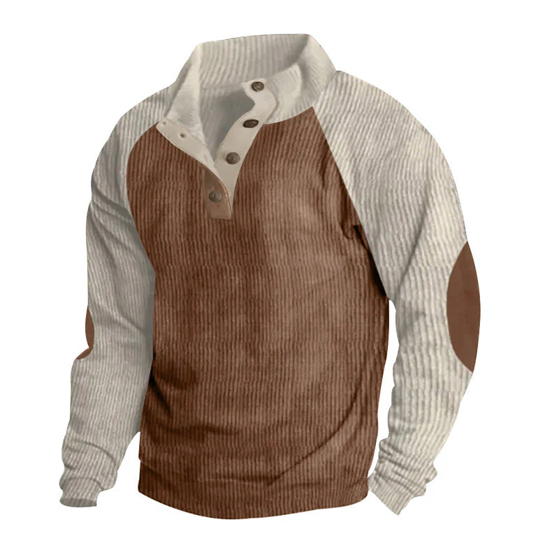 Men's Sweatshirt – Regular Fit – Textured Knit – Button Closure – Raglan Sleeves - Image 6