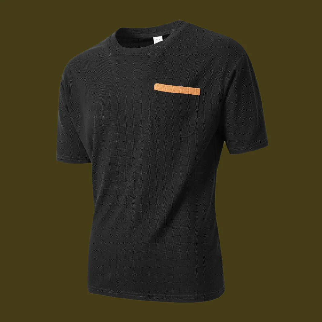 Men's T-shirt – Relaxed Fit – Breathable Texture – Chest Pocket – Casual Style - Image 2