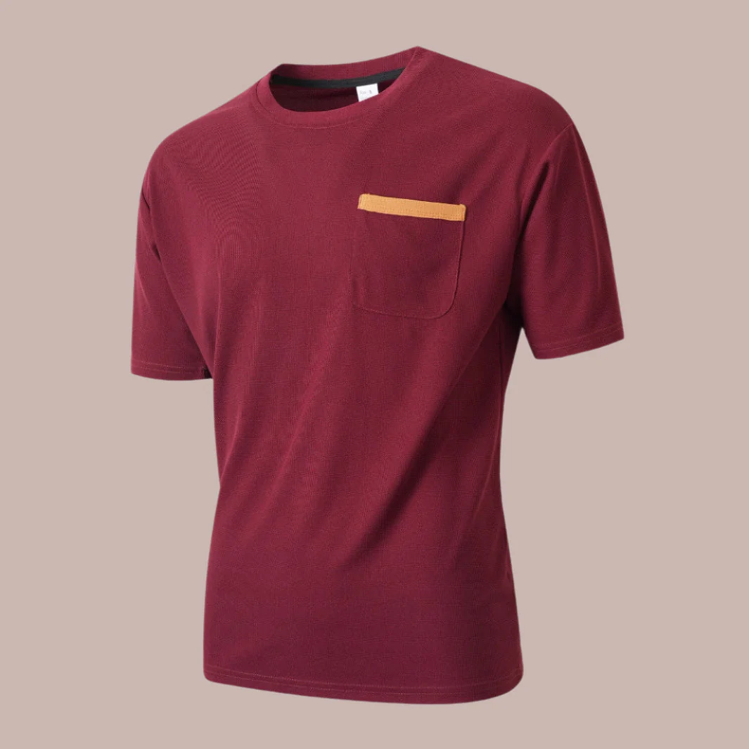 Men's T-shirt – Relaxed Fit – Breathable Texture – Chest Pocket – Casual Style - Image 3