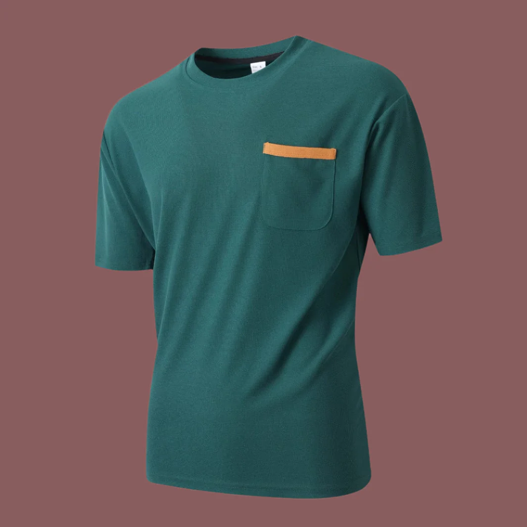 Men's T-shirt – Relaxed Fit – Breathable Texture – Chest Pocket – Casual Style - Image 4