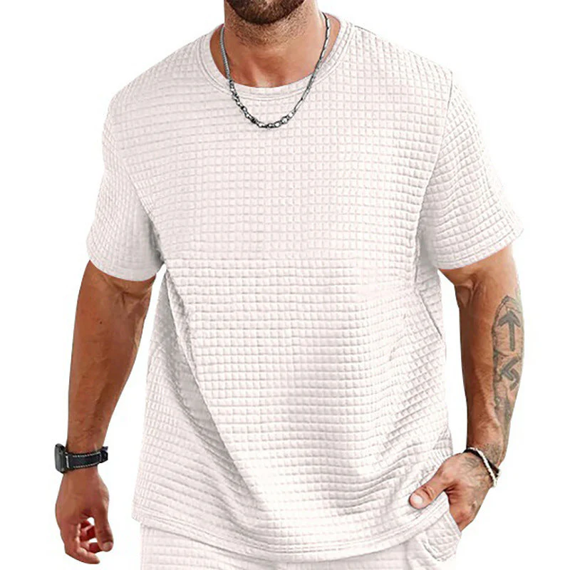 Men's T-shirt – Relaxed Fit – Breathable Textured Pattern – Short Sleeve Casual Wear - Image 3