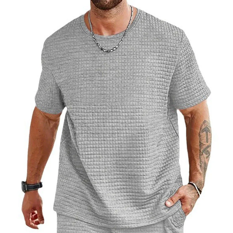 Men's T-shirt – Relaxed Fit – Breathable Textured Pattern – Short Sleeve Casual Wear - Image 4