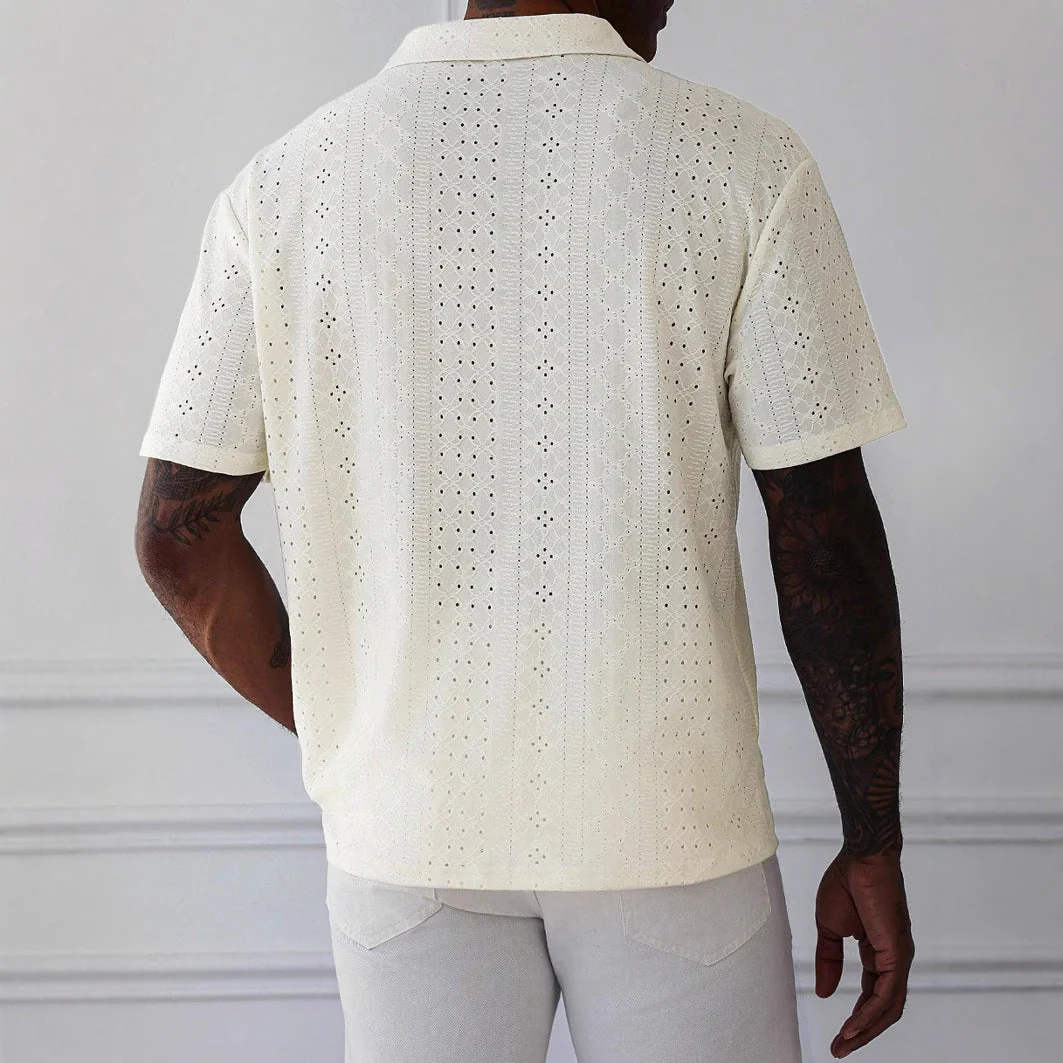 Men's T-shirt – Relaxed Fit – V-neck – Breathable Design – Soft Knitted Texture - Image 2
