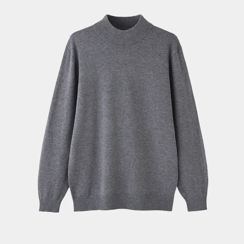 Men's Top – Slim Fit Knitted – Mockneck – Soft Cotton Touch – Long Sleeve - Image 3