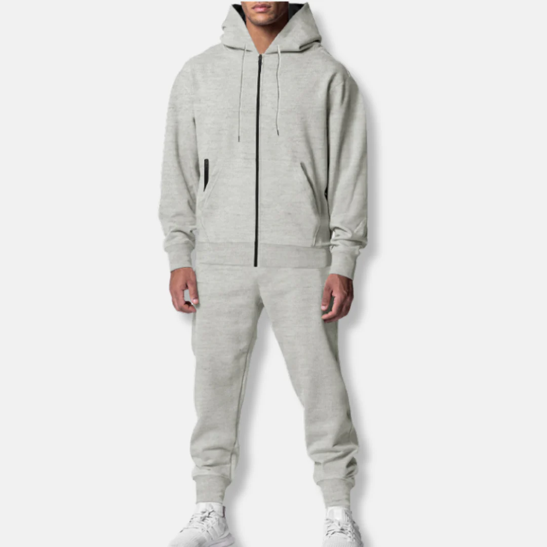 Men's Tracksuit – Hoodie with Zippered Pockets – Relaxed Fit – Ribbed Cuffs - Image 2